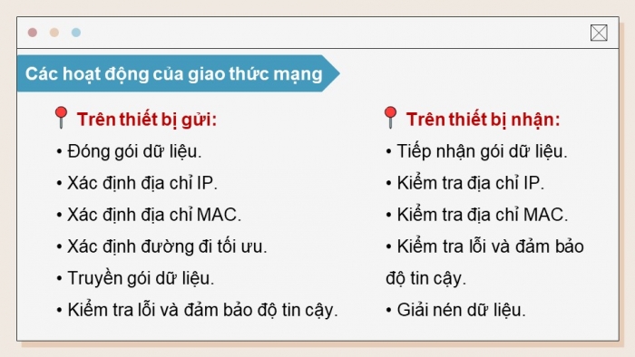 Giáo án điện tử Tin học ứng dụng 12 chân trời Bài B1: Thiết bị và giao thức mạng (P2)