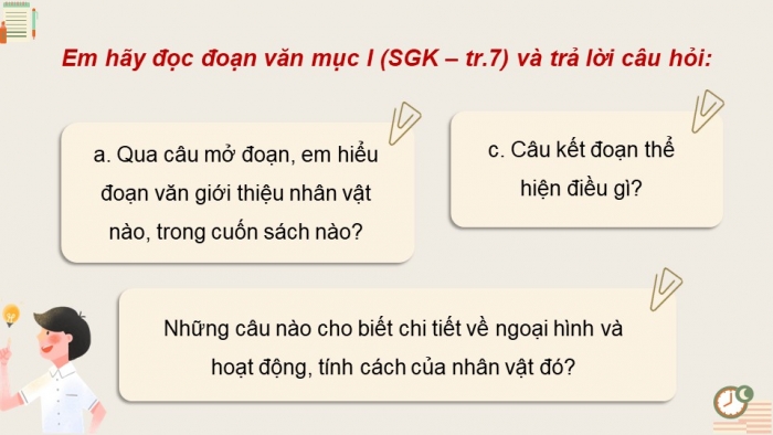 Giáo án điện tử Tiếng Việt 5 cánh diều Bài 1: Viết đoạn văn giới thiệu một nhân vật văn học