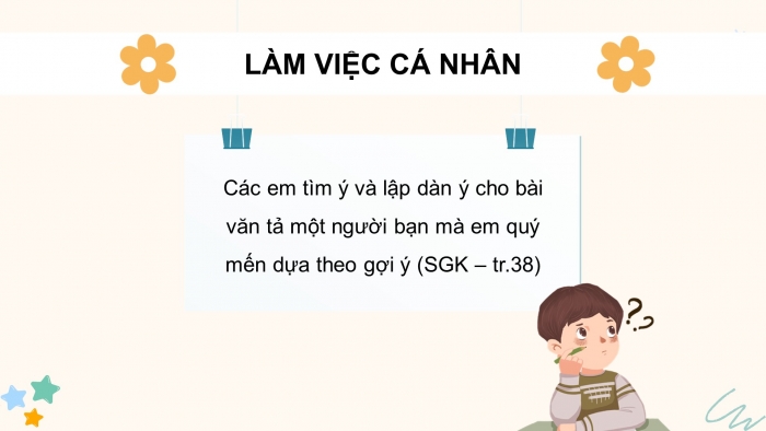 Giáo án điện tử Tiếng Việt 5 cánh diều Bài 3: Luyện tập tả người (Tìm ý, lập dàn ý)