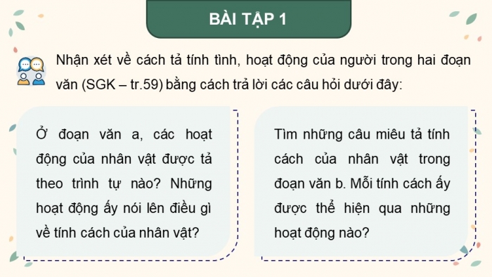 Giáo án điện tử Tiếng Việt 5 cánh diều Bài 4: Luyện tập tả người (Tả hoạt động, tính cách)