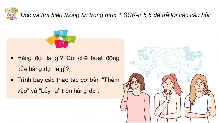 Giáo án điện tử chuyên đề Khoa học máy tính 12 chân trời Bài 1.1: Hàng đợi