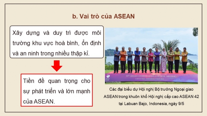 Giáo án điện tử Lịch sử 12 chân trời Bài 4: Sự ra đời và phát triển của Hiệp hội các quốc gia Đông Nam Á (ASEAN) (P2)