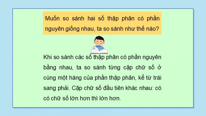 Giáo án PPT dạy thêm Toán 5 Chân trời bài 21: So sánh hai số thập phân