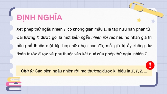 Giáo án điện tử chuyên đề Toán 12 cánh diều Bài 1: Biến ngẫu nhiên rời rạc. Các số đặc trưng của biến ngẫu nhiên rời rạc