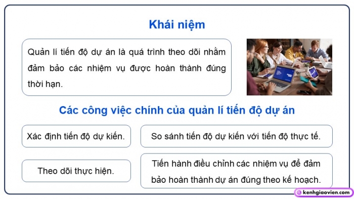 Giáo án điện tử chuyên đề tin học ứng dụng 12 kết nối bài 4: Quản lí tiến độ dự án