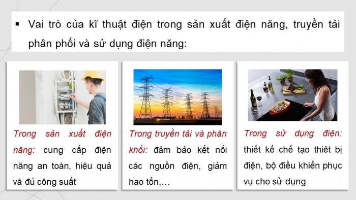 Giáo án điện tử Công nghệ 12 Điện - Điện tử Cánh diều Bài 1: Khái quát về kĩ thuật điện