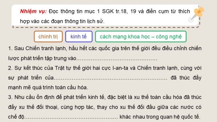 Giáo án điện tử Lịch sử 12 kết nối Bài 3: Trật tự thế giới sau Chiến tranh lạnh