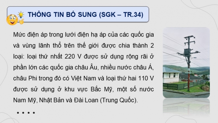 Giáo án điện tử Công nghệ 12 Điện - Điện tử Kết nối Bài 7: Mạng điện hạ áp dùng trong sinh hoạt