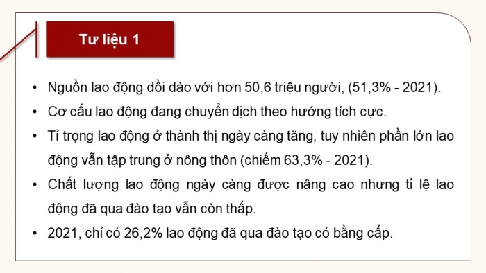 Giáo án điện tử Địa lí 9 cánh diều Bài 3: Thực hành Phân tích vấn đề việc làm ở địa phương và nhận xét sự phân hóa thu nhập theo vùng