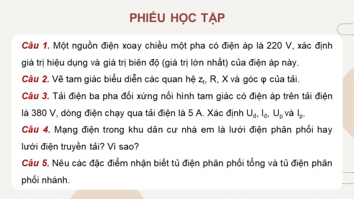 Giáo án điện tử Công nghệ 12 Điện - Điện tử Cánh diều Bài Ôn tập chủ đề 1 và chủ đề 2