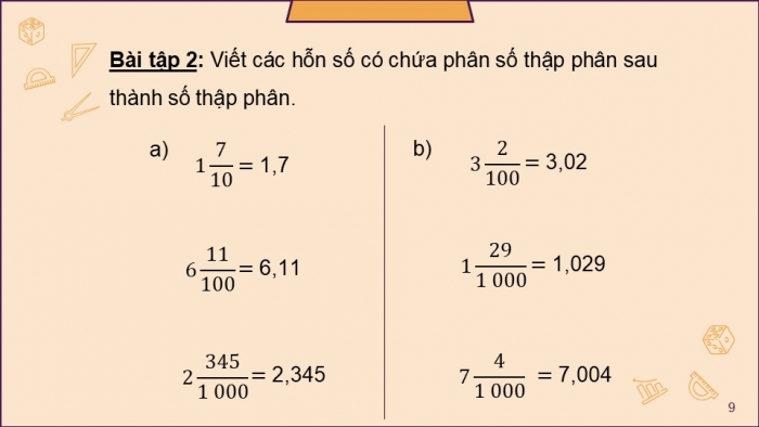 Giáo án PPT dạy thêm Toán 5 Chân trời bài 18: Số thập phân