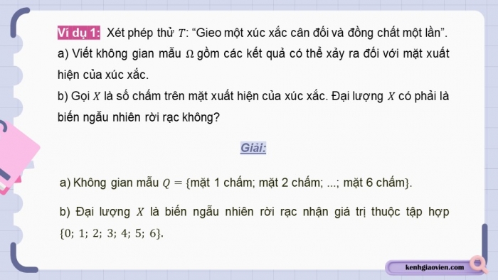 Giáo án điện tử chuyên đề Toán 12 cánh diều Bài 1: Biến ngẫu nhiên rời rạc. Các số đặc trưng của biến ngẫu nhiên rời rạc