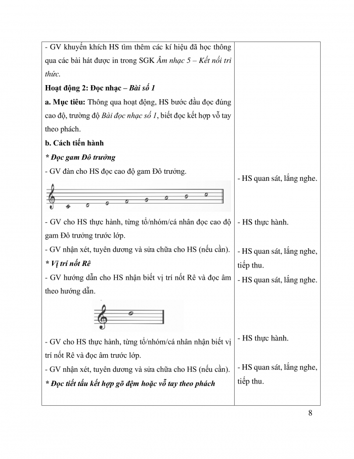 Giáo án và PPT Âm nhạc 5 kết nối Tiết 1: Lí thuyết âm nhạc Trọng âm, phách, vạch nhịp, ô nhịp; Đọc nhạc Bài số 1