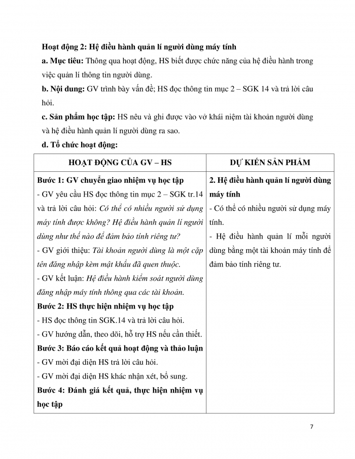 Giáo án và PPT Tin học 7 cánh diều Bài 4: Một số chức năng của hệ điều hành