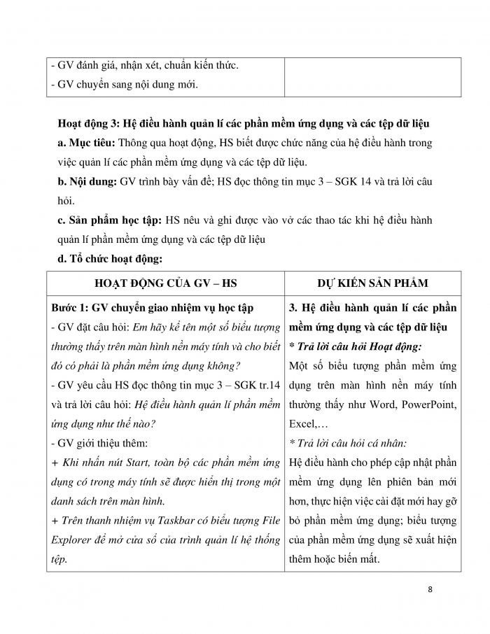 Giáo án và PPT Tin học 7 cánh diều Bài 4: Một số chức năng của hệ điều hành