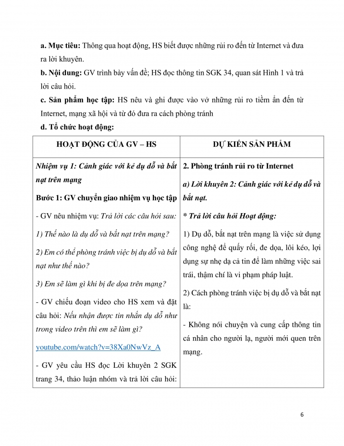 Giáo án và PPT Tin học 7 cánh diều Bài 2: Ứng xử tránh rủi ro trên mạng