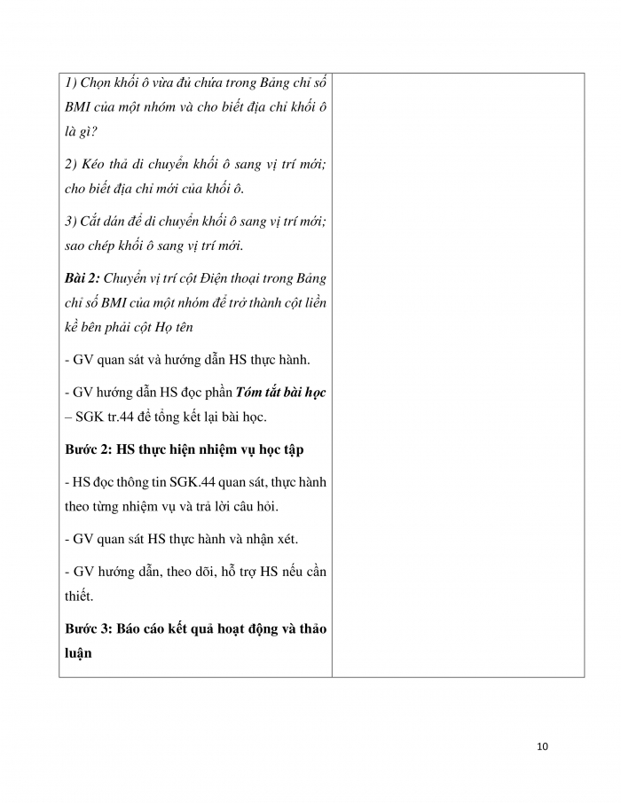 Giáo án và PPT Tin học 7 cánh diều Bài 3: Làm quen với trang tính (tiếp theo)