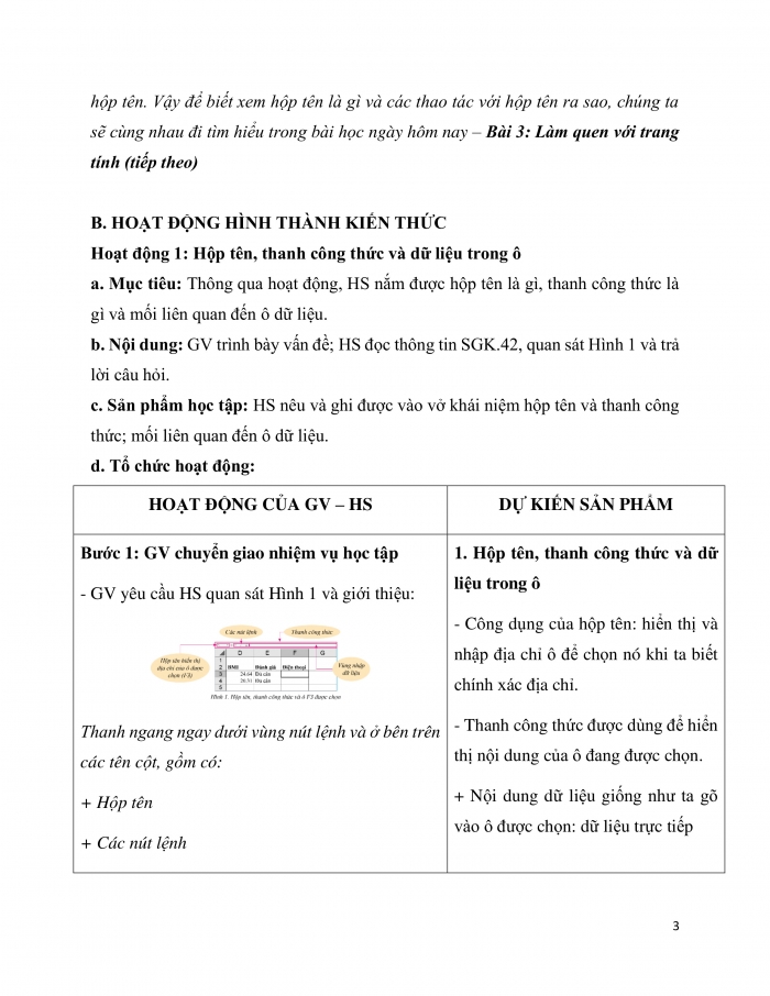 Giáo án và PPT Tin học 7 cánh diều Bài 3: Làm quen với trang tính (tiếp theo)