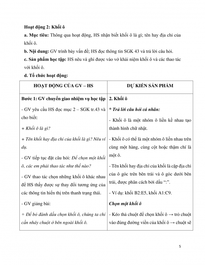 Giáo án và PPT Tin học 7 cánh diều Bài 3: Làm quen với trang tính (tiếp theo)