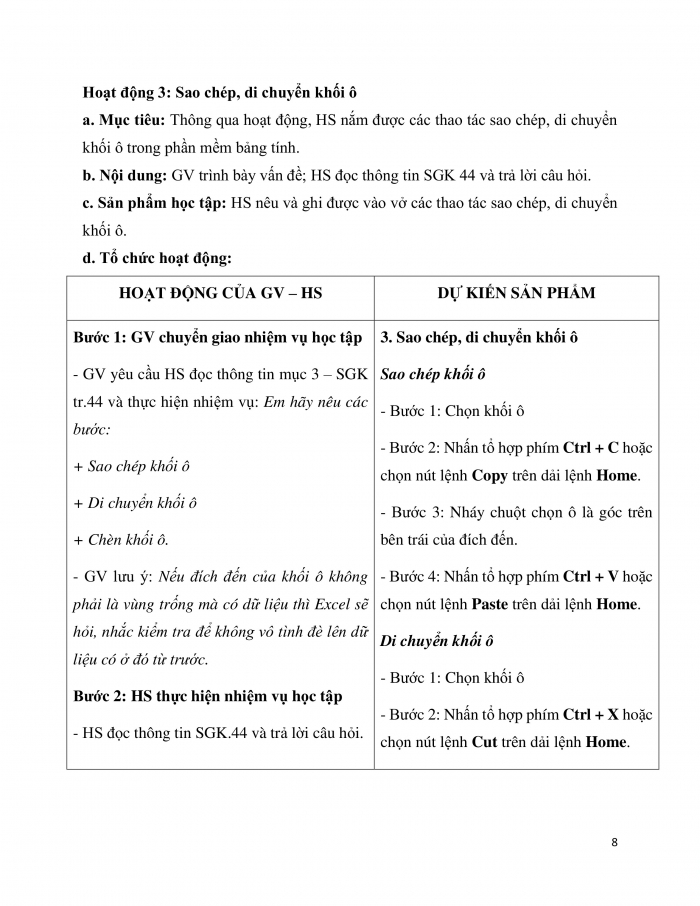 Giáo án và PPT Tin học 7 cánh diều Bài 3: Làm quen với trang tính (tiếp theo)