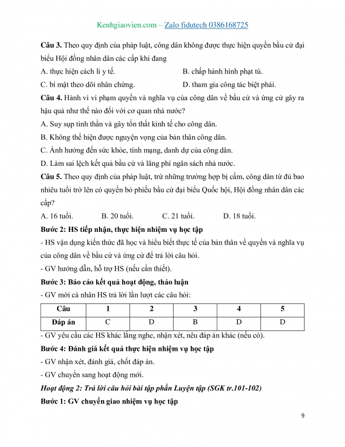 Giáo án và PPT Kinh tế pháp luật 11 cánh diều Bài 14: Quyền và nghĩa vụ công dân về bầu cử và ứng cử