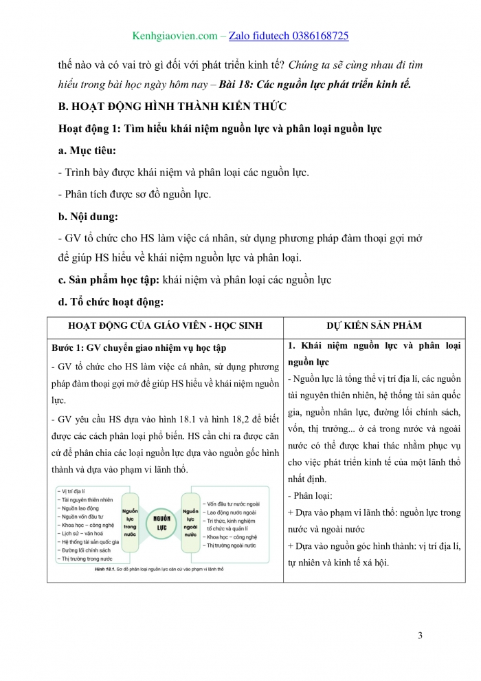 Giáo án và PPT Địa lí 10 cánh diều Bài 18: Các nguồn lực phát triển kinh tế