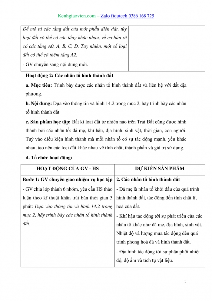 Giáo án và PPT Địa lí 10 kết nối Bài 14: Đất trên Trái Đất