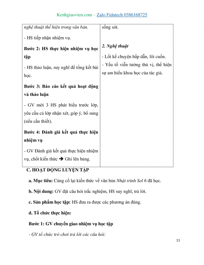 Giáo án và PPT Ngữ văn 7 cánh diều Bài 3: Nhật trình Sol 6 (En-đi Uya)