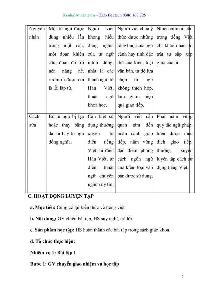 Giáo án và PPT Ngữ văn 10 kết nối Bài 2: Lỗi dùng từ, lỗi về trật tự từ và cách sửa