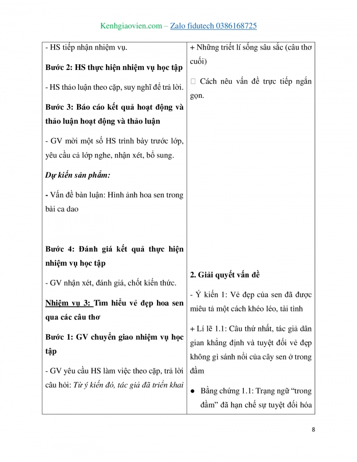 Giáo án và PPT Ngữ văn 7 chân trời Bài 3: Hình ảnh hoa sen trong bài ca dao 