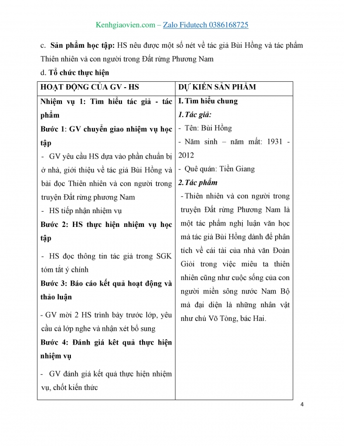 Giáo án và PPT Ngữ văn 7 cánh diều Bài 4: Thiên nhiên và con người trong truyện “Đất rừng phương Nam” (Bùi Hồng)