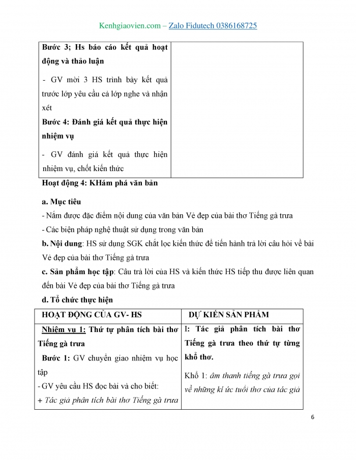 Giáo án và PPT Ngữ văn 7 cánh diều Bài 4: Vẻ đẹp của bài thơ “Tiếng gà trưa” (Đinh Trọng Lạc)