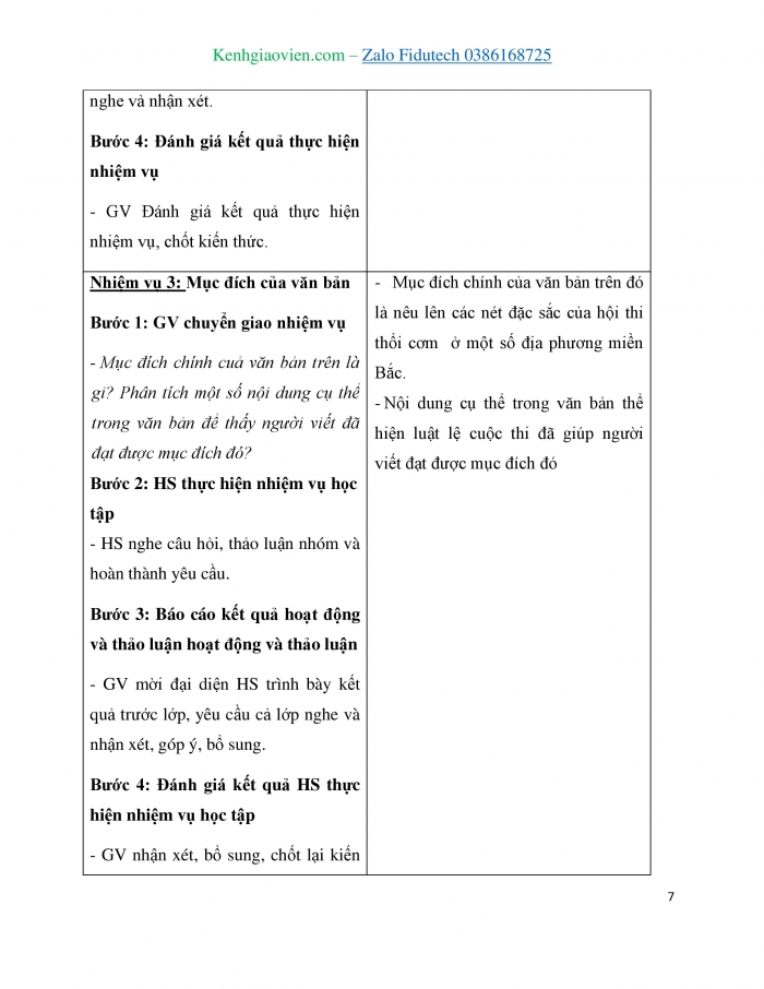 Giáo án và PPT Ngữ văn 7 cánh diều Bài 5: Hội thi thổi cơm (Theo dulichvietnam.org.vn)