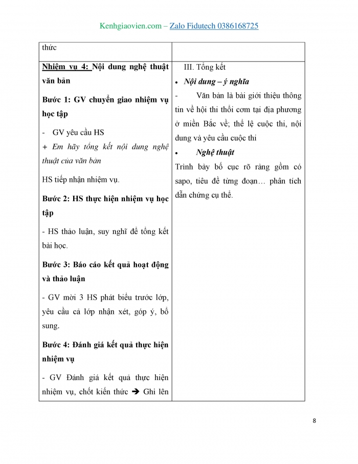 Giáo án và PPT Ngữ văn 7 cánh diều Bài 5: Hội thi thổi cơm (Theo dulichvietnam.org.vn)