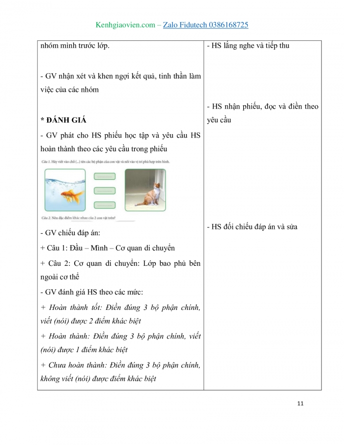 Giáo án và PPT Tự nhiên và Xã hội 3 kết nối Bài 15: Một số bộ phận của động vật và chức năng của chúng