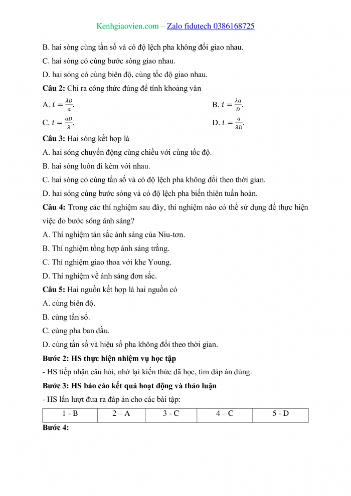 Giáo án và PPT Vật lí 11 kết nối Bài 12: Giao thoa sóng