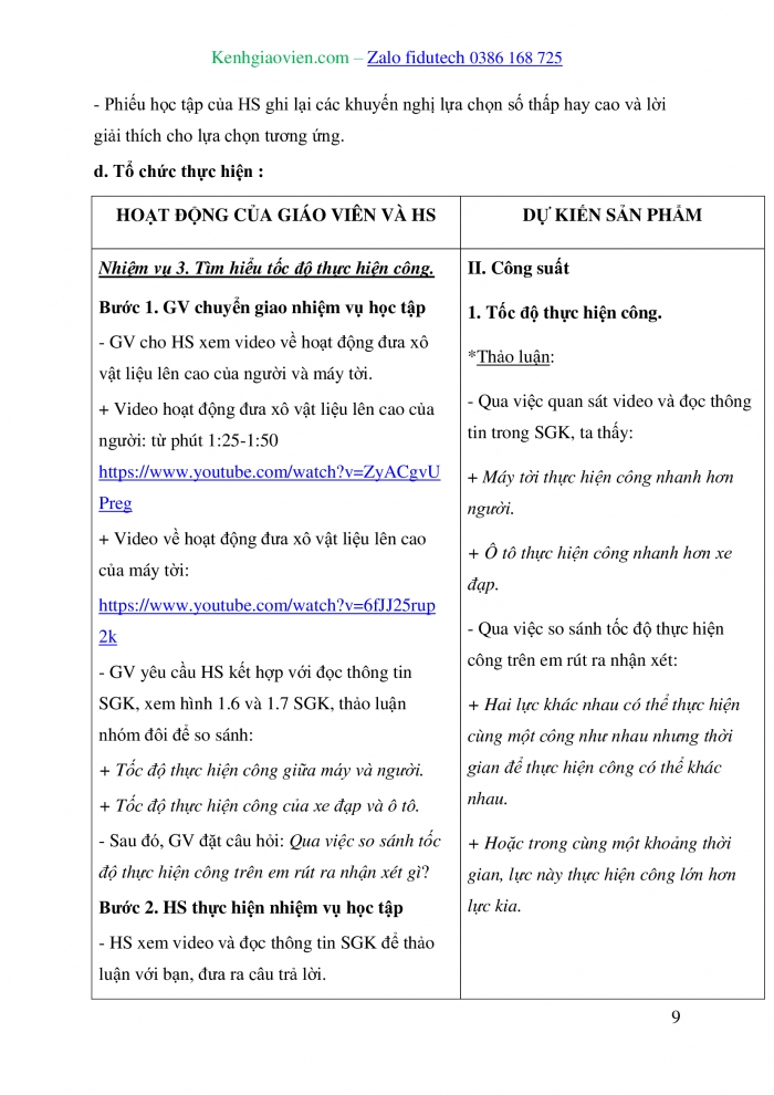 Giáo án và PPT Vật lí 10 cánh diều Bài 1: Năng lượng và công