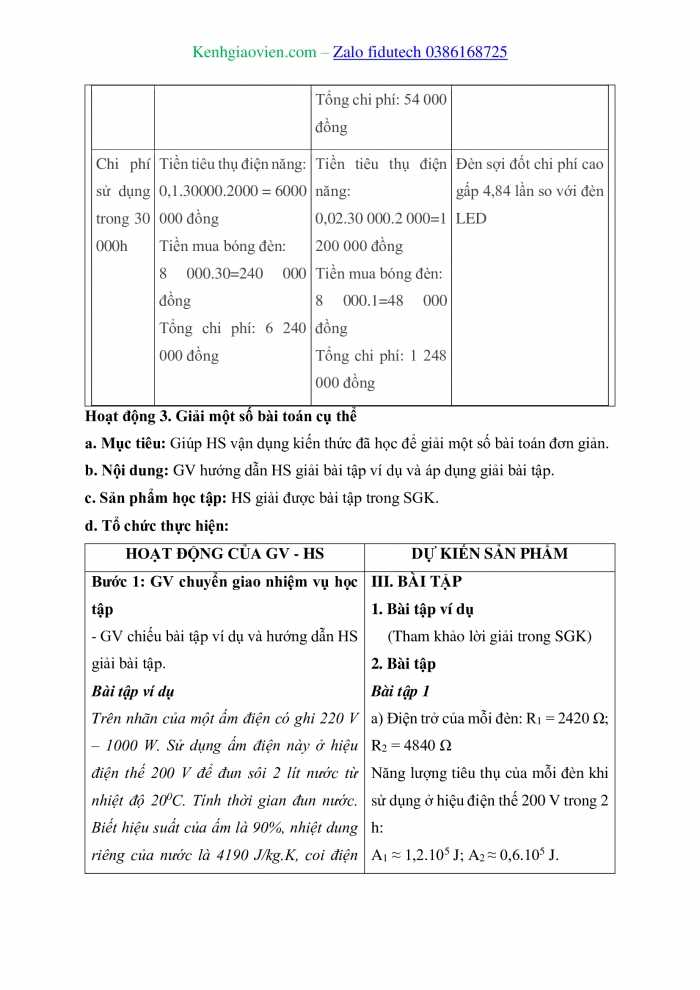 Giáo án và PPT Vật lí 11 kết nối Bài 25: Năng lượng và công suất điện