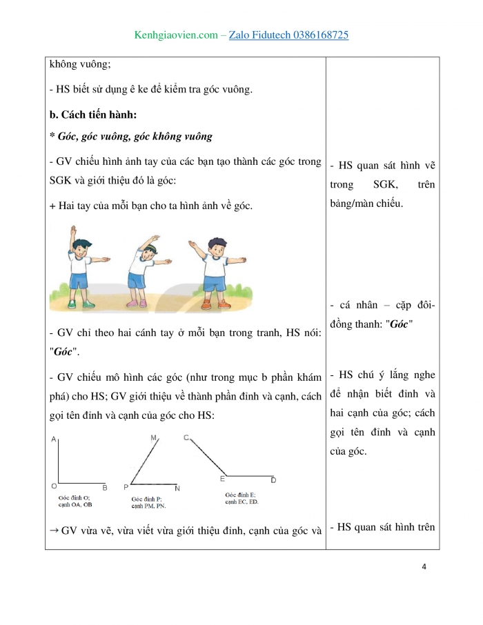 Giáo án và PPT Toán 3 kết nối Bài 18: Góc, góc vuông, góc không vuông