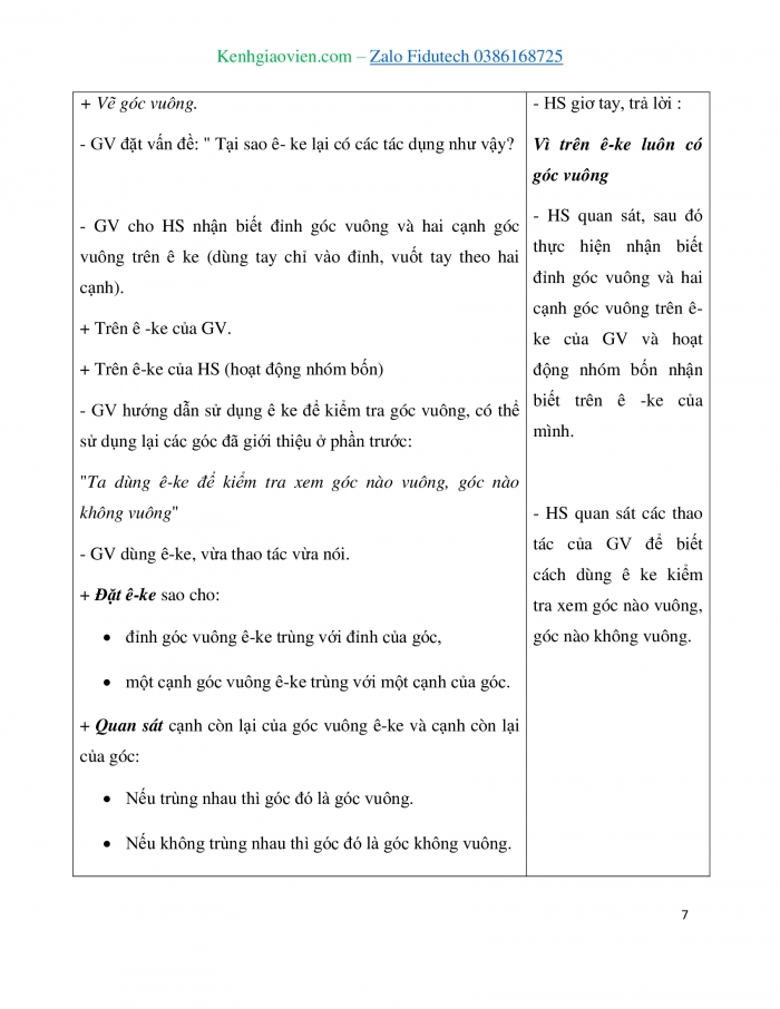 Giáo án và PPT Toán 3 kết nối Bài 18: Góc, góc vuông, góc không vuông