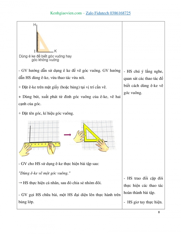 Giáo án và PPT Toán 3 kết nối Bài 18: Góc, góc vuông, góc không vuông