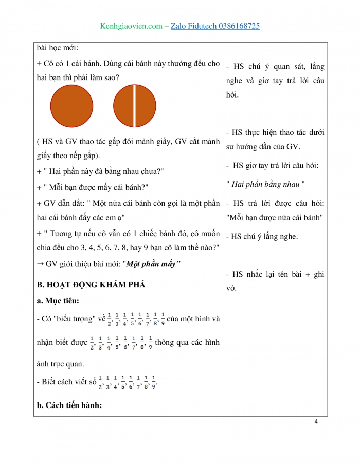 Giáo án và PPT Toán 3 kết nối Bài 14: Một phần mấy