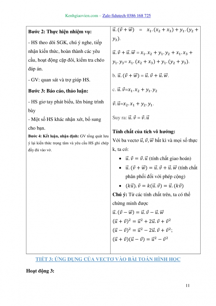 Giáo án và PPT Toán 10 kết nối Bài 11: Tích vô hướng của hai vectơ
