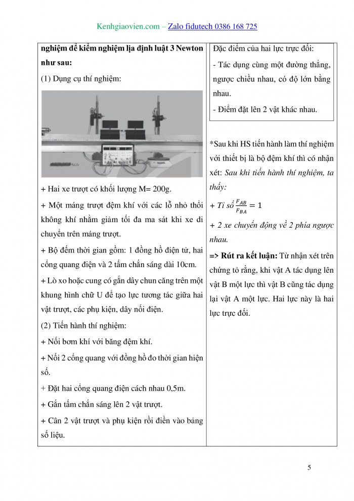 Giáo án và PPT Vật lí 10 kết nối Bài 16: Định luật 3 Newton