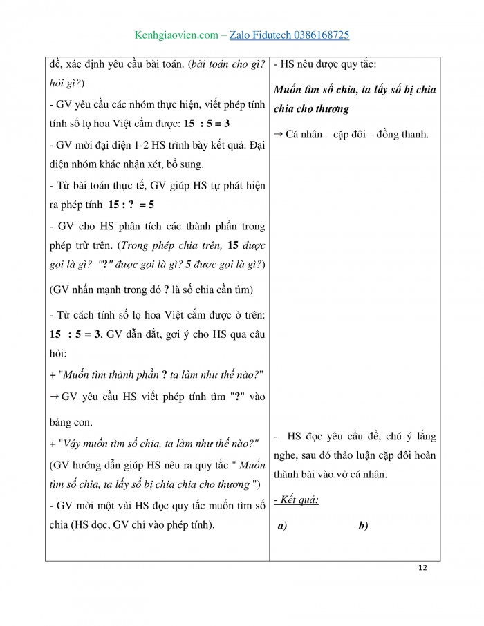 Giáo án và PPT Toán 3 kết nối Bài 13: Tìm thành phần trong phép nhân, phép chia