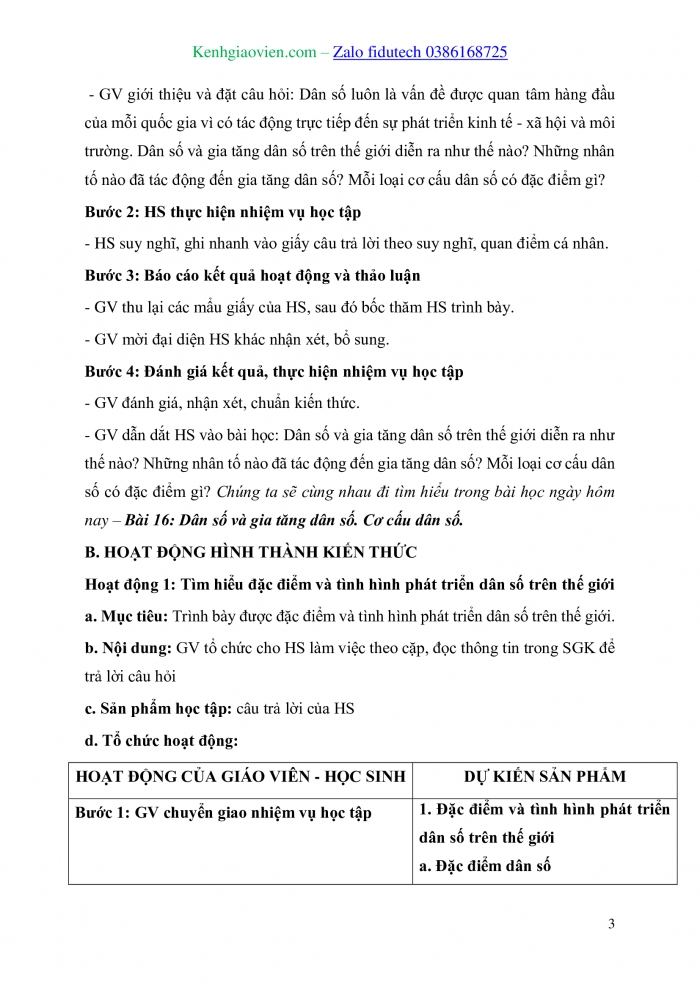 Giáo án và PPT Địa lí 10 cánh diều Bài 16: Dân số và gia tăng dân số. Cơ cấu dân số