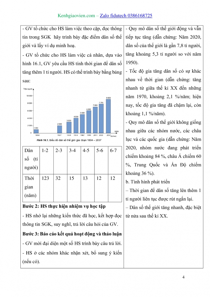 Giáo án và PPT Địa lí 10 cánh diều Bài 16: Dân số và gia tăng dân số. Cơ cấu dân số