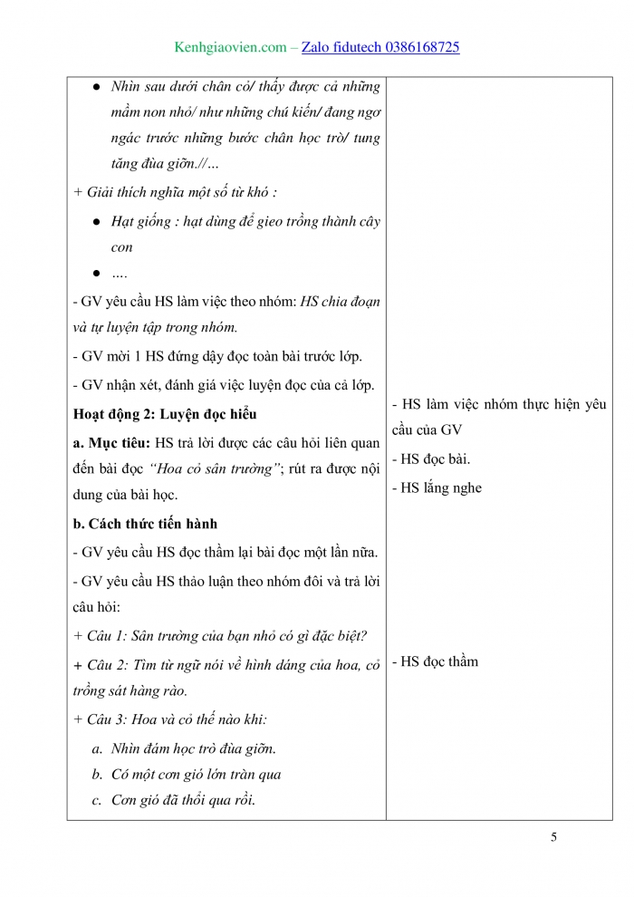 Giáo án và PPT Tiếng Việt 3 chân trời Bài 4: Hoa cỏ sân trường; Đọc - kể Cậu học sinh mới; Điền thông tin và tờ khai in sẵn