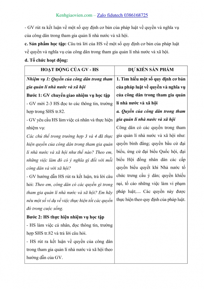 Giáo án và PPT Kinh tế pháp luật 11 kết nối Bài 13: Quyền và nghĩa vụ của công dân trong tham gia quản lí nhà nước và xã hội