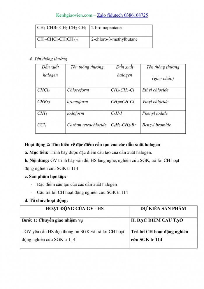 Giáo án và PPT Hoá học 11 kết nối Bài 19: Dẫn xuất halogen